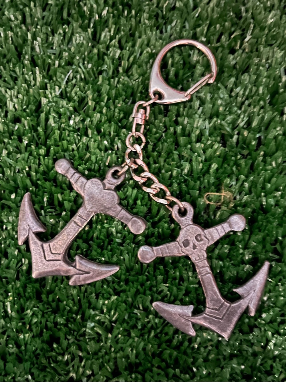 Vintage Y2K era Lux De Ville Skull Anchor Bag Charm Rockabilly Punk Keychain